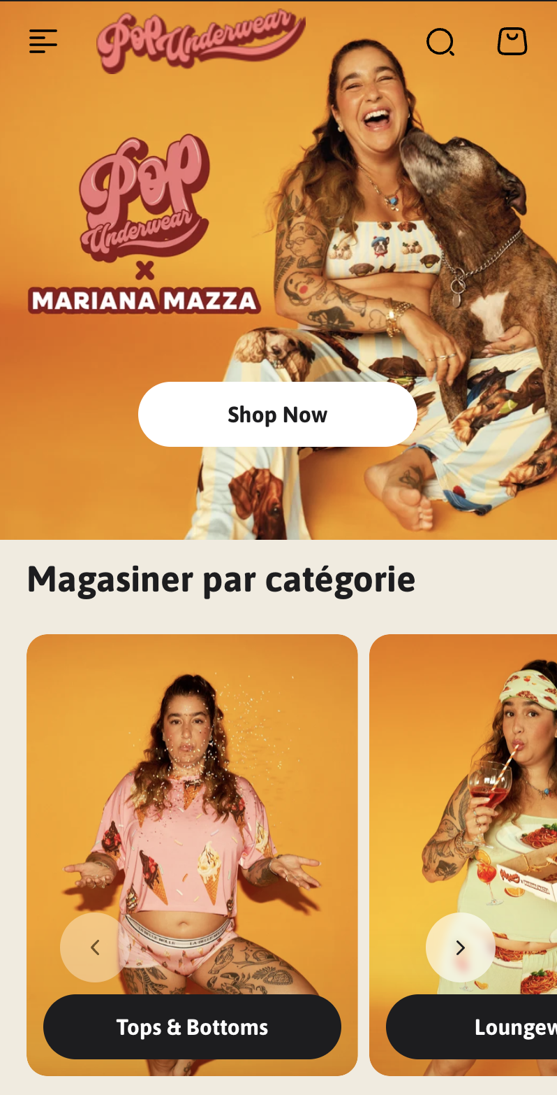 Pop Underwear Shopify storefront