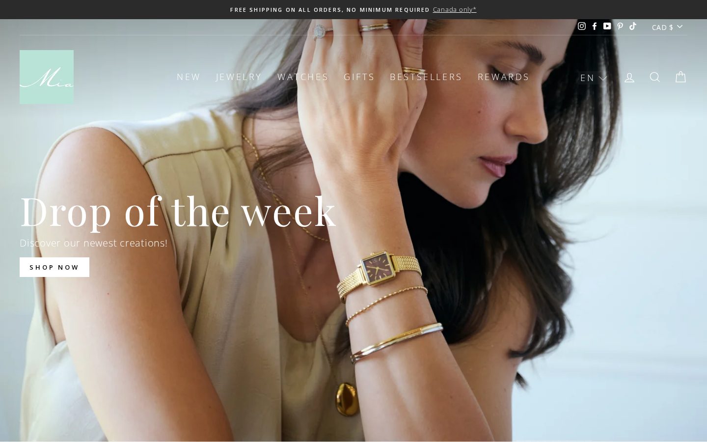 Mia Bijoux Shopify storefront