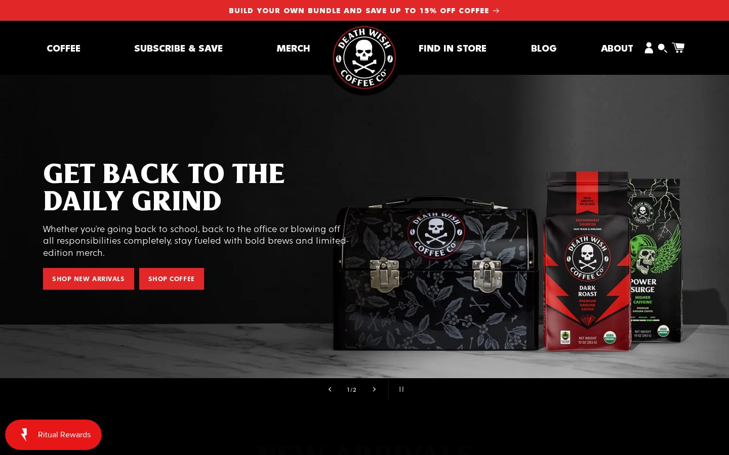 Death Wish Coffee Shopify storefront